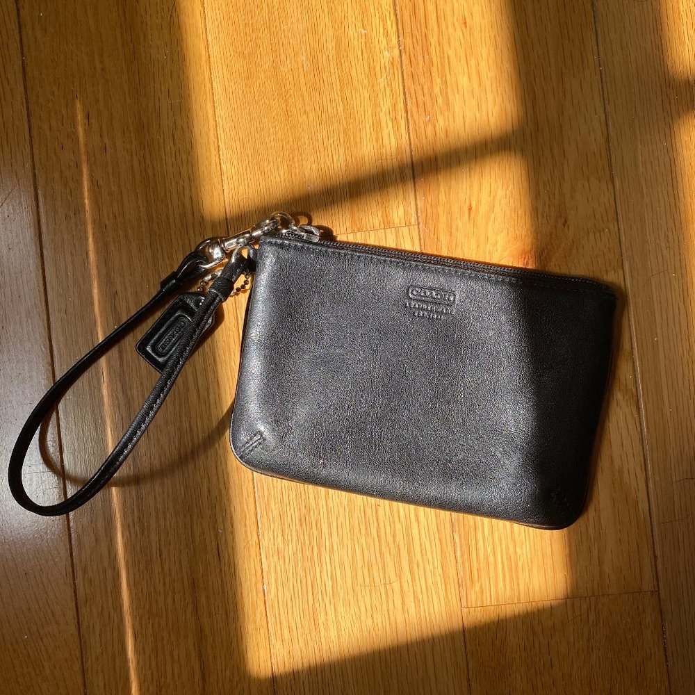 Coach Black Leather Wristlet